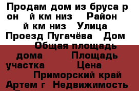 Продам дом из бруса р-он 9-й км,низ. › Район ­ 9-й км,низ › Улица ­ Проезд Пугачёва › Дом ­ 1 › Общая площадь дома ­ 60 › Площадь участка ­ 800 › Цена ­ 2 500 000 - Приморский край, Артем г. Недвижимость » Дома, коттеджи, дачи продажа   